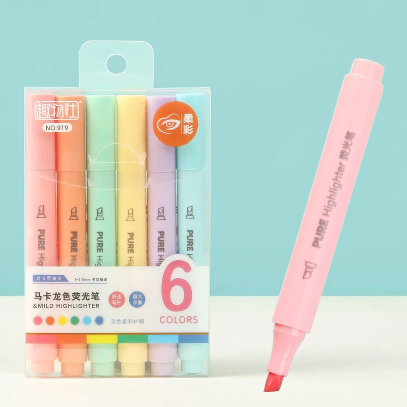 Pastel Highlighter Set Double Ended - Set di 6 Penne Evidenziatori Color